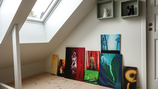 Art collections in attic apartment