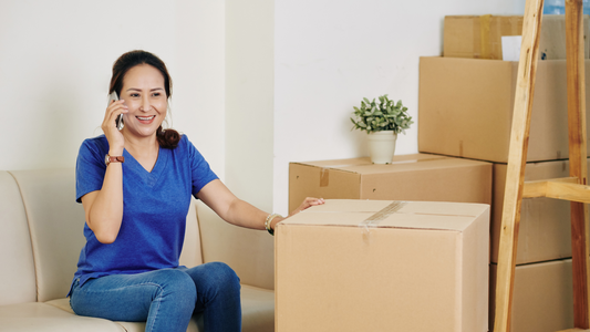 Woman calling to moving company