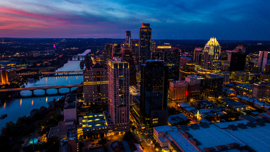 Top view of Texas City lights