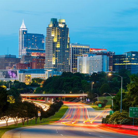 alt="capturing the skyline view of Raleigh, North Carolina."